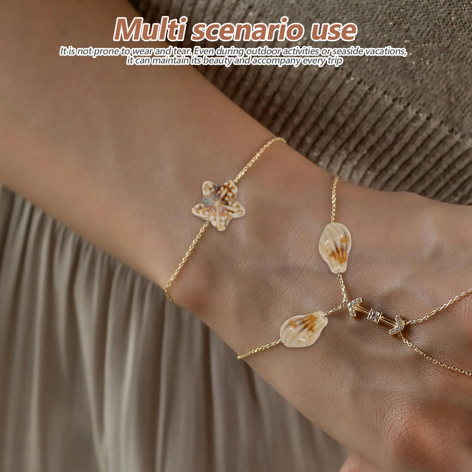 

50Pcs Handmade Porcelain Ceramic Beads Large Hole Ocean Themed Sea Star Conch Shape Colorful Spacer Beads for Jewelry Making DIY