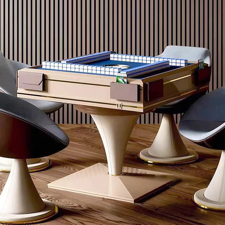 Automatic Mahjong Table, Silent Operation, Pink, High-End Design, Real Wood, for Home and Game Room, Elegant and Durable