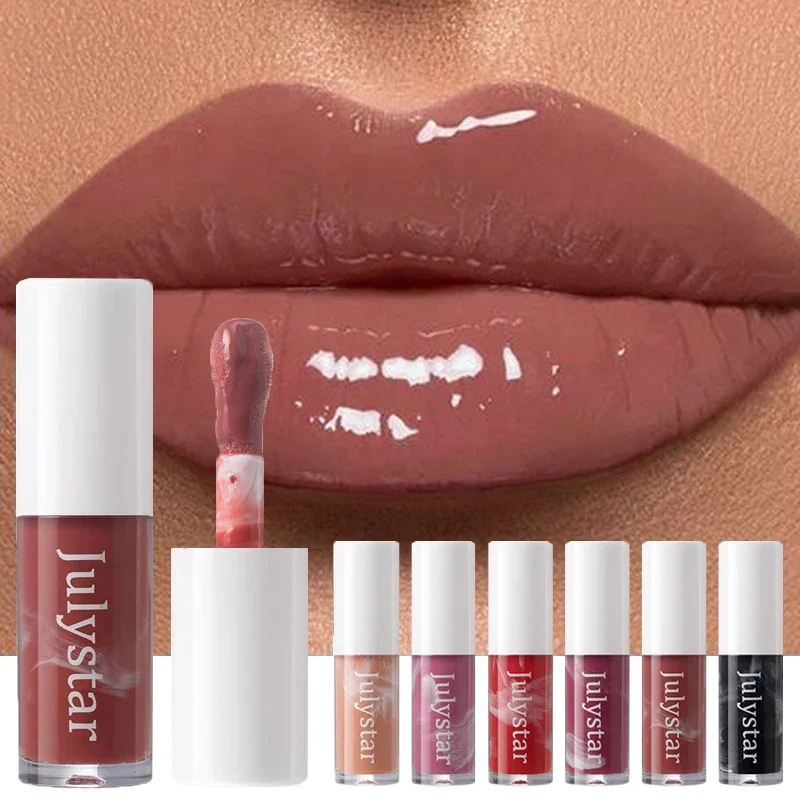 7 Color Mirror Brown Liquid Lipstick Waterproof Lasting Moisturizing Water Light Lip Gloss Non Stick Cup Lip Oil Makeup Cosmetic