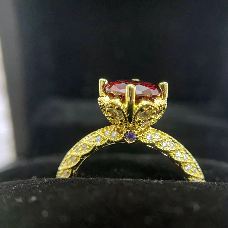 MDLFES Moiss1n สไตล์เพชร ยุโรปและอเมริกา คลาสสิก โกเมนสีแดง ซิรคอน ติโทก ไลฟ์ แฟชั่นเพชรเต็มวงใหม่