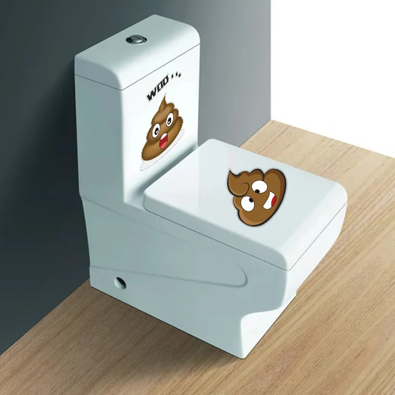 Funny Poop Toilet Stickers Vinyl Decals Wall Sticker Cute Poo Removable Waterproof Home Decoration Poster