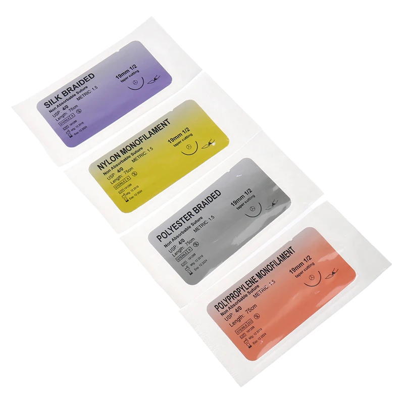 12Pcs Nylon Monofilament Silk Braided Needle Suture Thread Suture Practice Kit