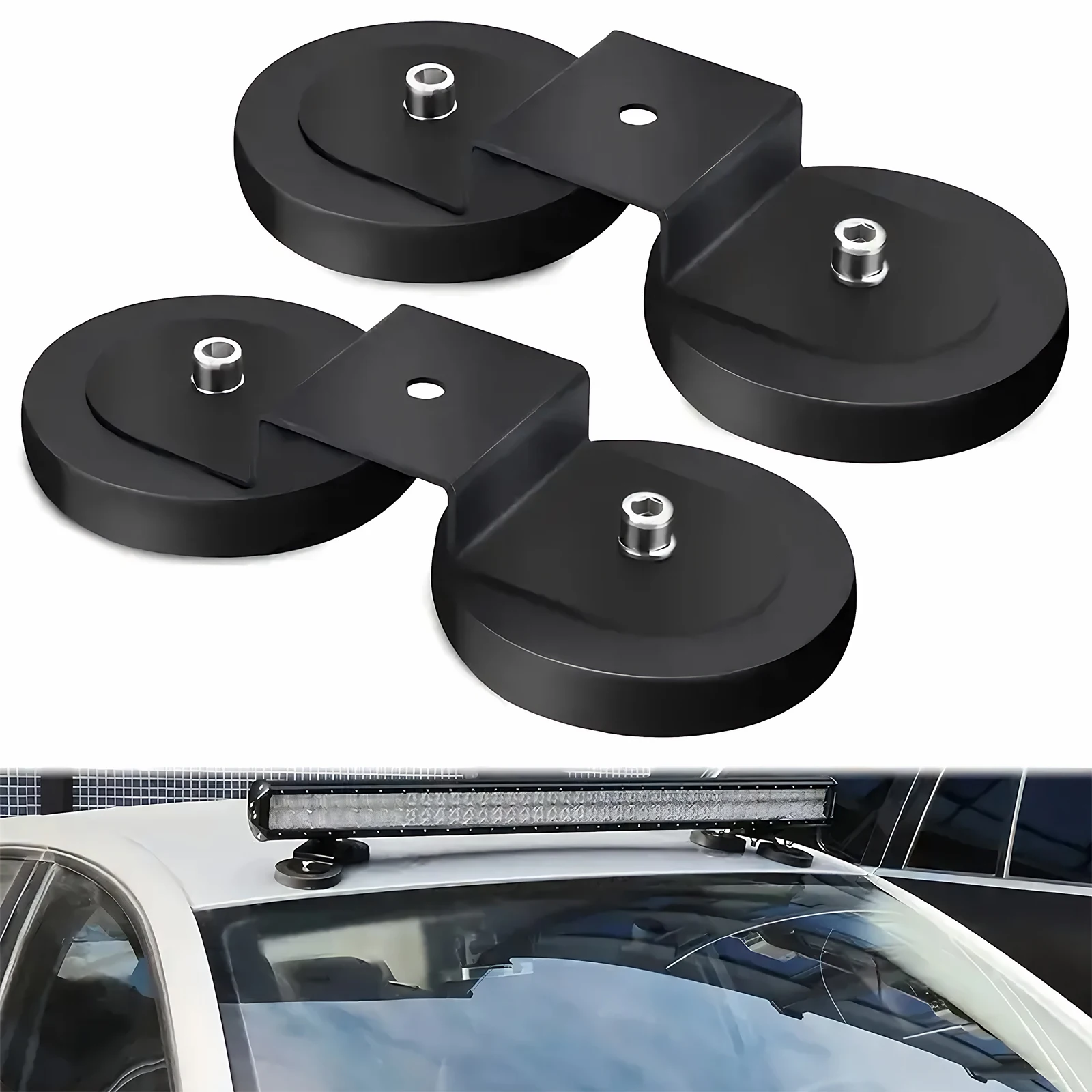 

2x Magnetic Base LED Light Bar Mounting Brackets LED Work Light Bar Holder for LED Pod Work Lights Auxiliary Driving Lamp