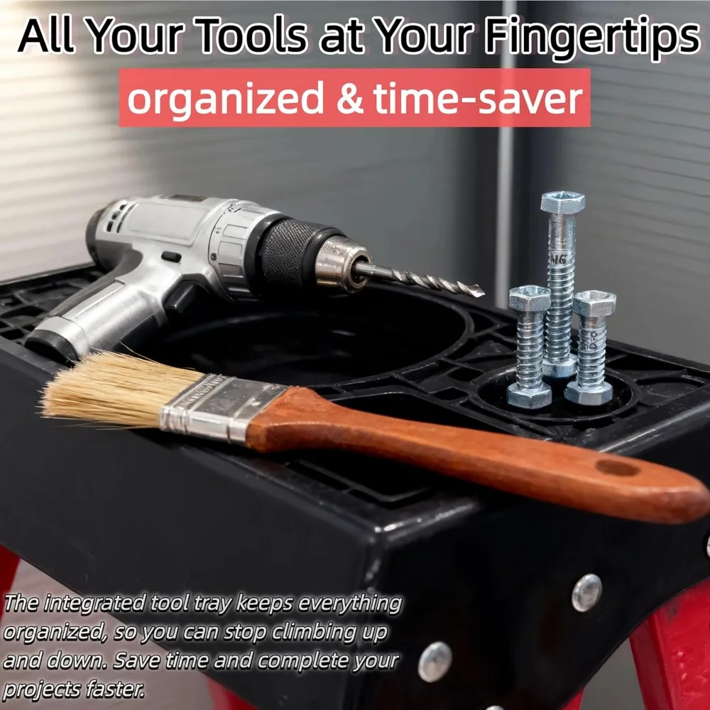 سلم من الألياف الزجاجية بطول 6 أقدام مع منصة أدوات، سعة 500 رطل، نوع IA للمطبخ والمستودعات والاستخدام المنزلي