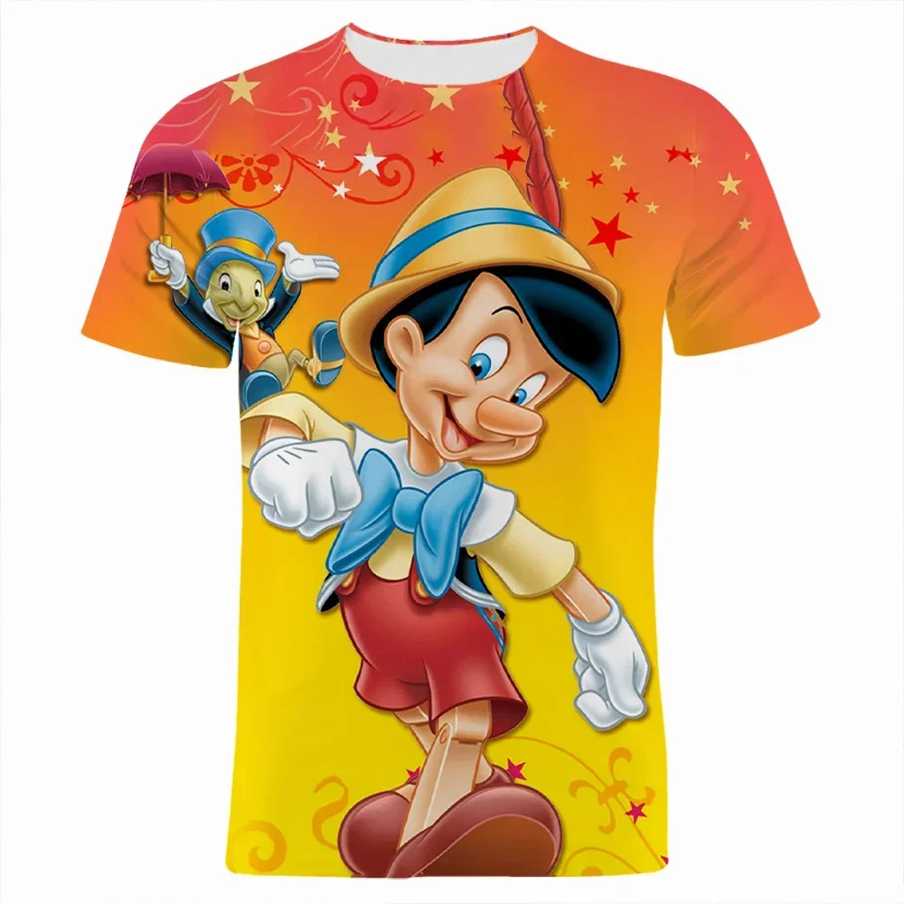 

Disney Pinokio анимация 3D печать спортивная быстросохнущая дышащая детская футболка милый мультфильм уличная мода для мальчиков с коротким рукавом
