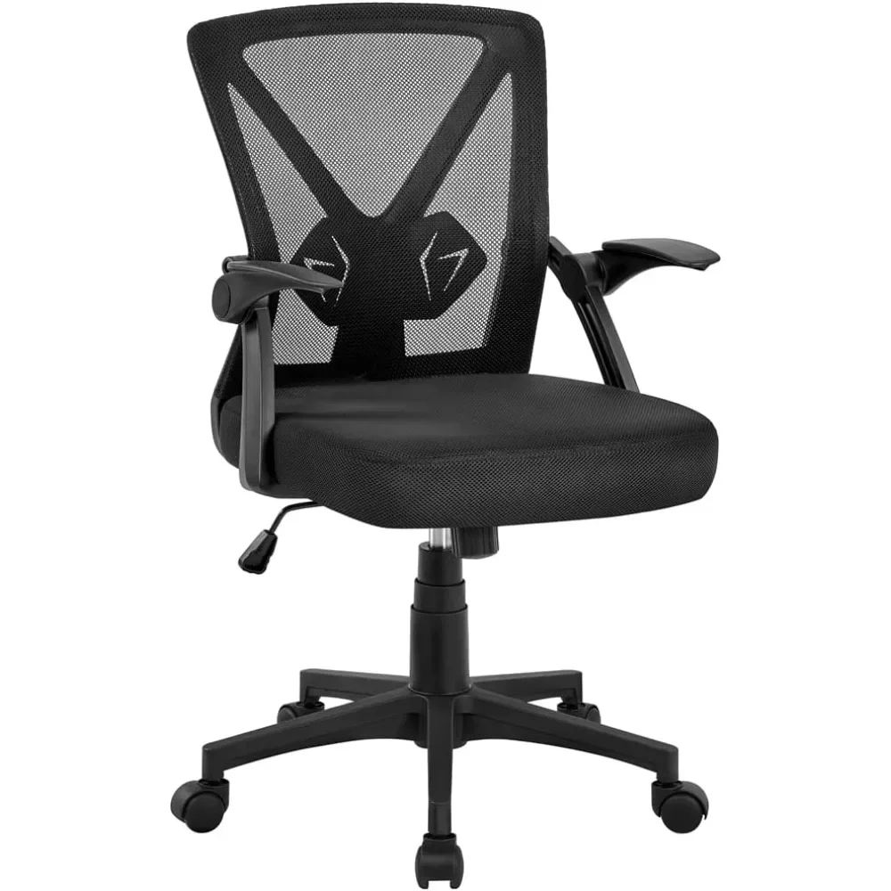 

Home Office Work Desk Chair Swivel Computer Mesh Chair with Flip-up Arms Adjustable Height Lumbar Support Executive Office Chair