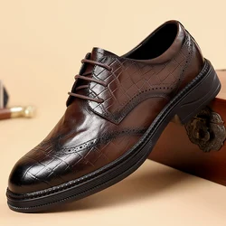 British Style Mens Oxford Shoes Thick Sole Casual Versatile Leather Shoes Classic Comfortable Lace Up Men Non Slip Leather Shoes
