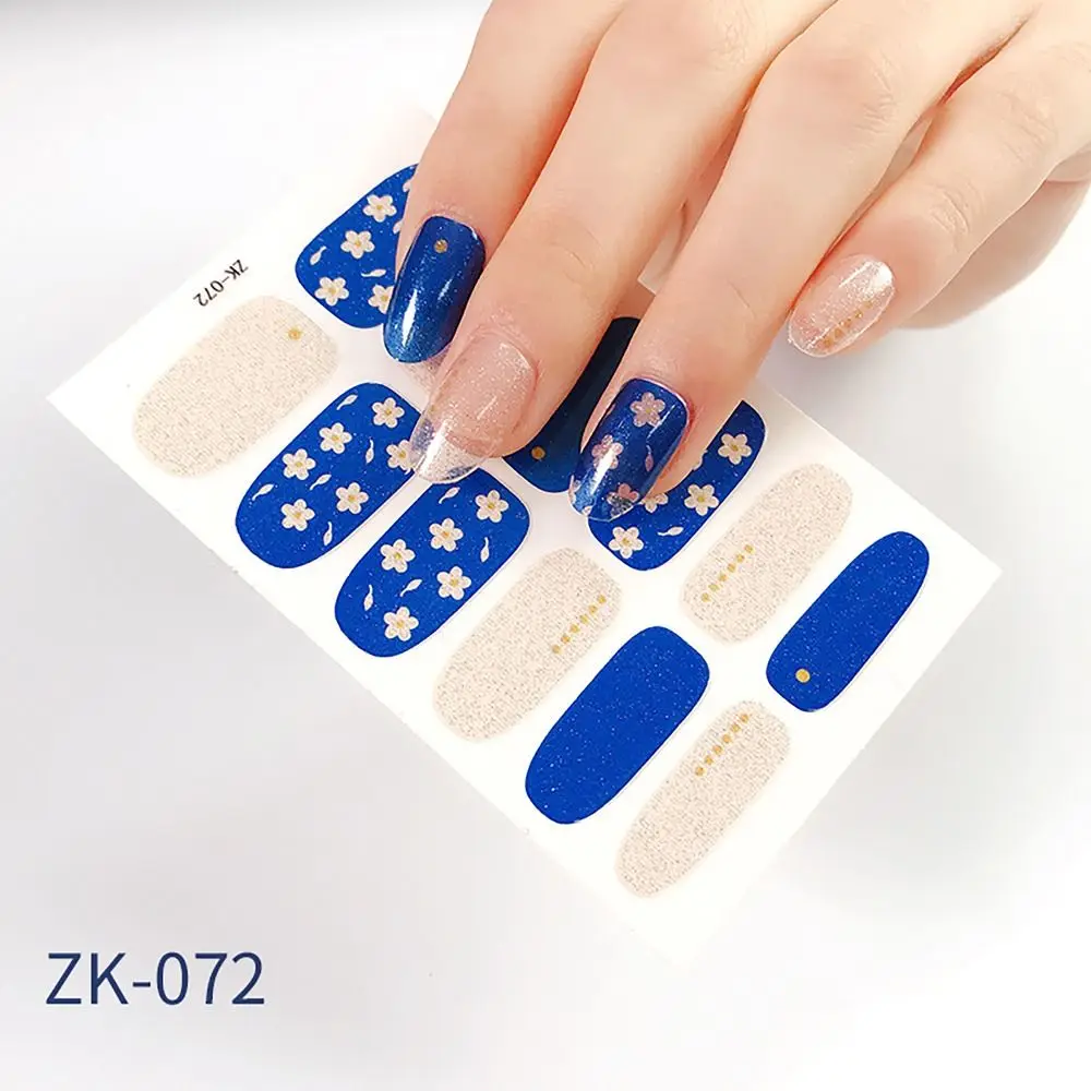 Semi Cured Gel Nail Stickers INS Trendy Full Cover 12Strips Nail Art Stickers Gel Nail Polish Strips DIY Nail Art Making