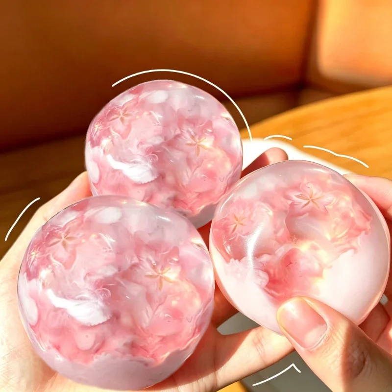 Stress Crunchy Sakura Pink Ball Building Block Moldable Squishy Non-Bounce Squeeze Ball Adult ASMR Sensory Toy Stress Relief Toy