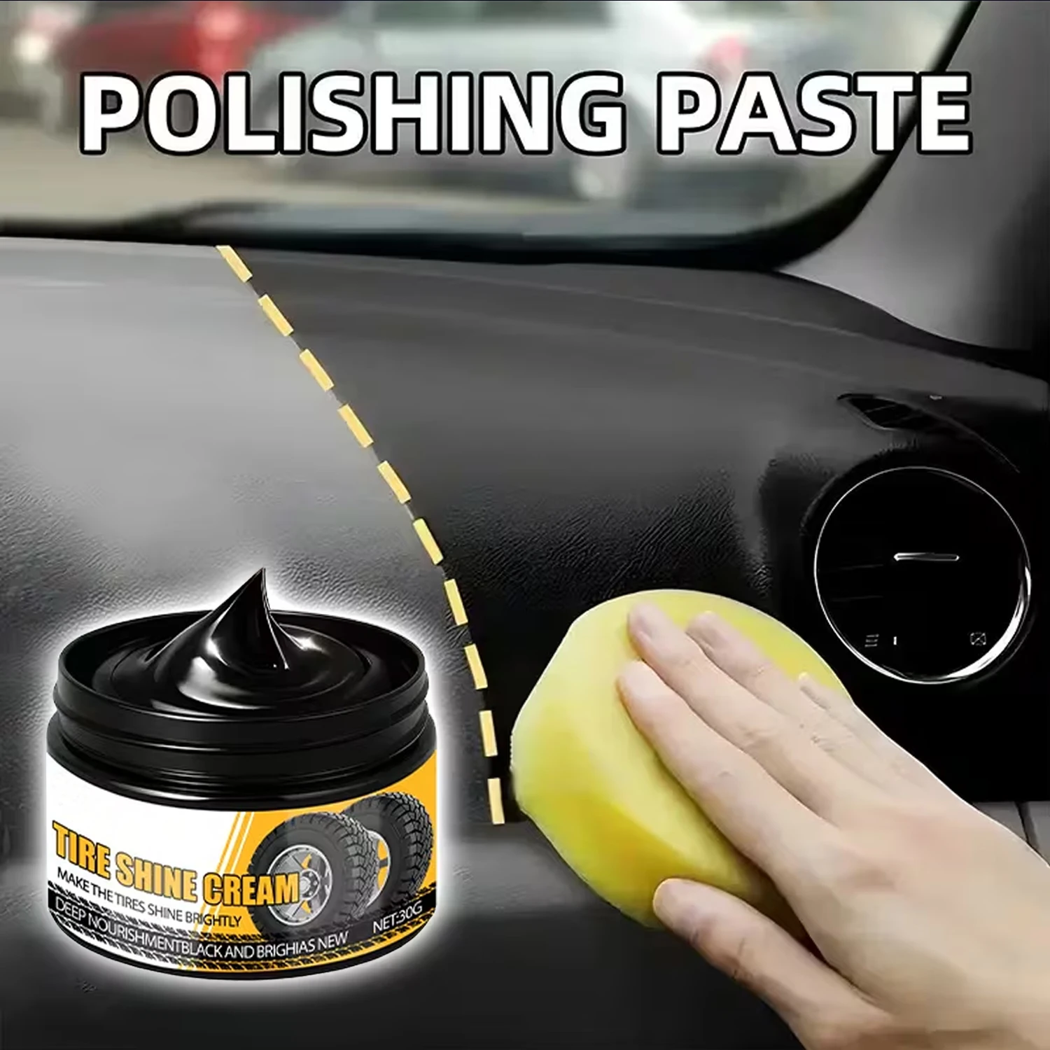 Car Interior Renovation Wax, Plastic Parts Renewal, Interior Shine Wax, Tire Protector, Black Vehicle Yellowing Repair & Nano