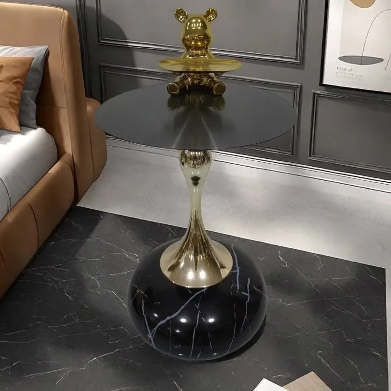 Rock slab edge corner few living room sofa bedside table hotel lobby round coffee table