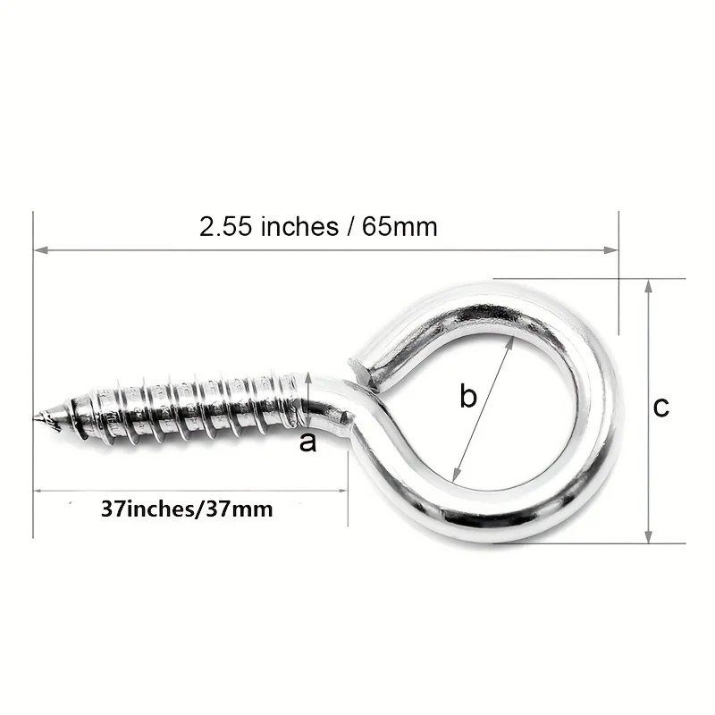 6pcs Eye Bolt 2.5 inch Heavy-duty Eye Hook Screw Eye Bolt for Wood  Eye Bolt for Cable and Wire Indoor and Outdoor Use
