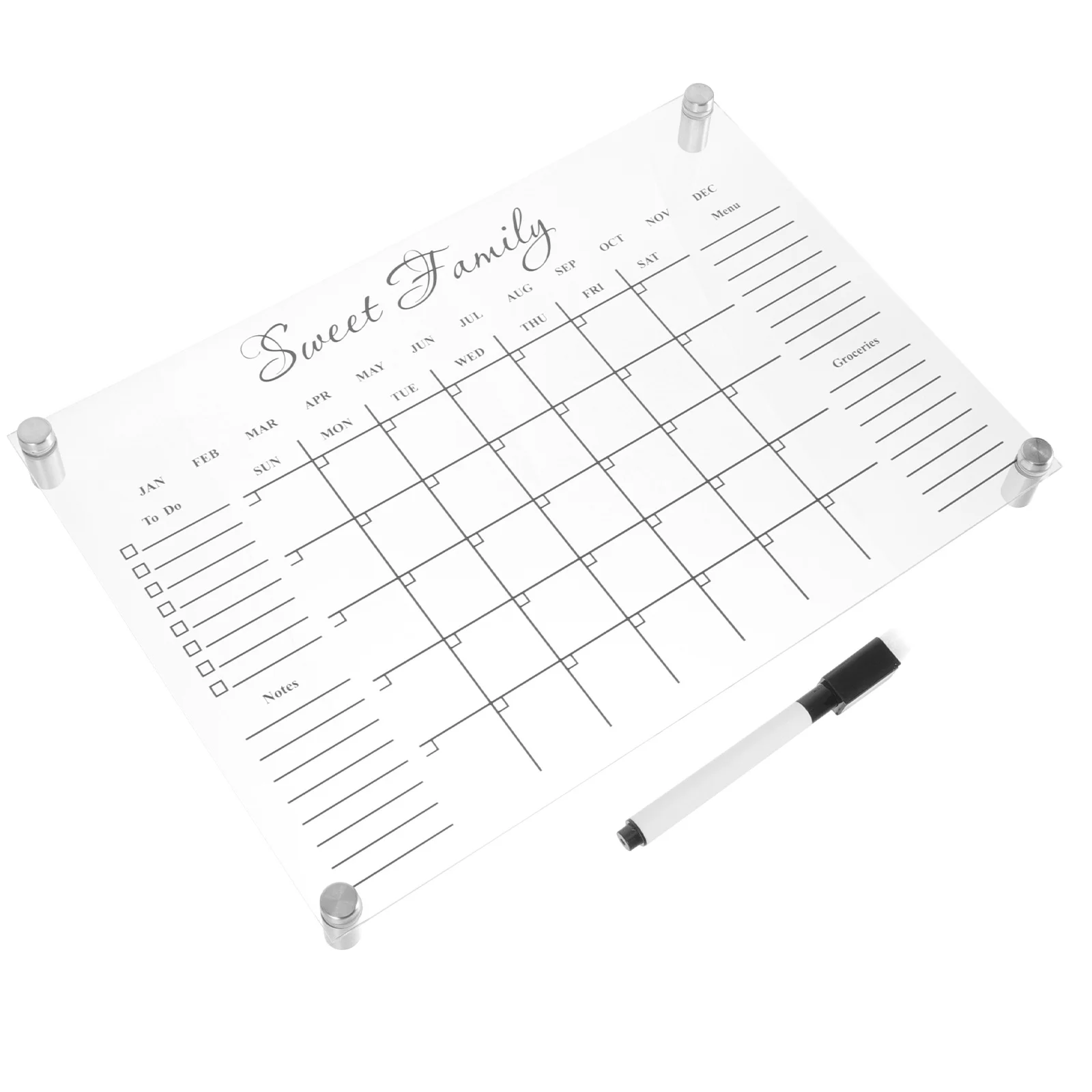 1Set Creative Acrylic Memo Board Simple Generous Design Practical Writing Board Home Supply Acrylic Calendar