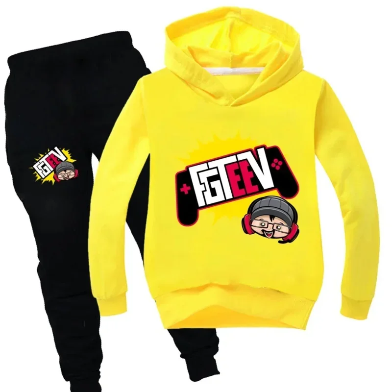 HN8 9 3 cores fgteev moletons tops calças 2 peças conjunto crianças roupas esportivas meninos criança roupa meninas agasalhos para bebê unissex 8...Gf