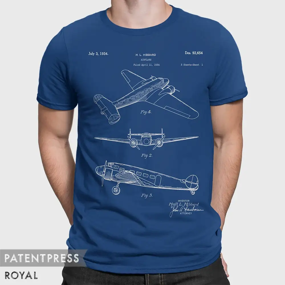 Airplane Patent T Shirt Lockheed Electra Plane Aviation Fan For Enthusiast Flight Simulator P180