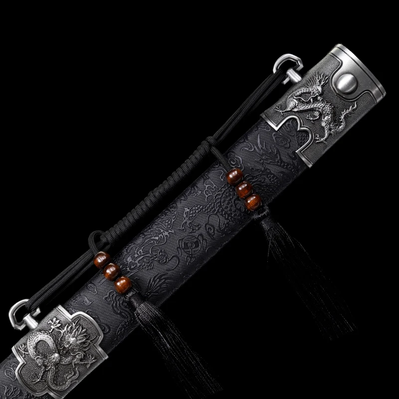 Chinese Han Sword 1060 High Carbon Steel Blade Real Full Tang Sharp Ready Battle Warrior Jian Dragon King Katana Swords - view 5