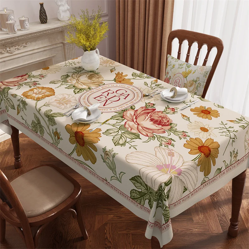 American Pastoral Style PVC Table Cloth Light Luxury Home Table Decoration And Accessories Oil Proof Waterproof Customization