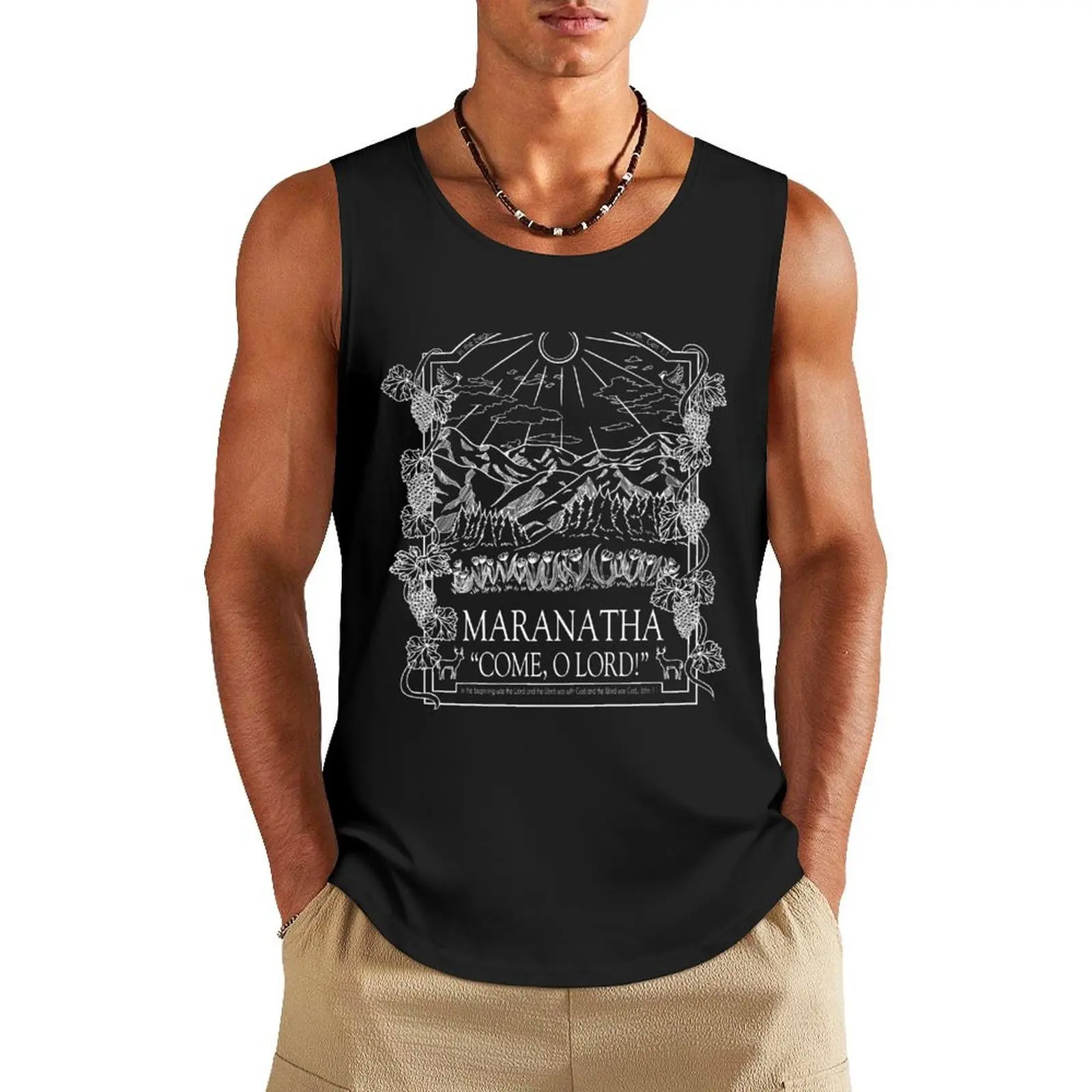 

Maranatha Tank Top Japanese t-shirt Gym man sleeveless t-shirts for men Male clothes