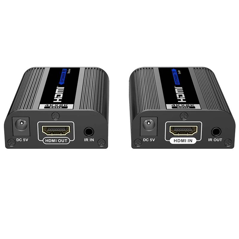 Adaptador extensor USB de 50M, Hub de 4 puertos USB 2,0 sobre Cat 5e/6, Ethernet, UTP, POC, RJ45, Cable Lan, transmisor y receptor de Metal