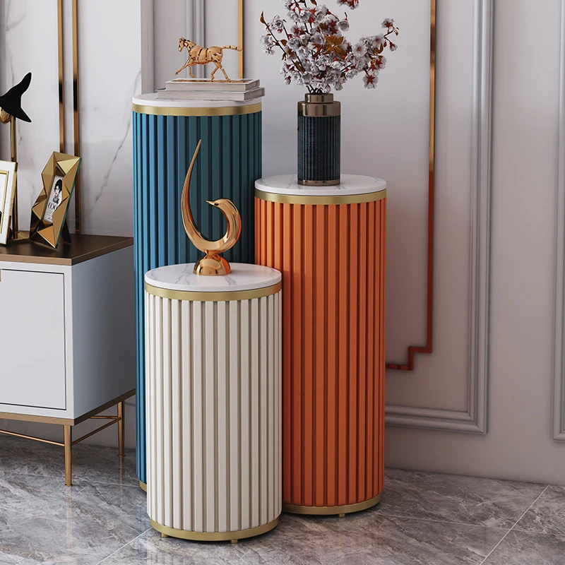 

Luxury Round Floor Side Table Plant Shelves Modern Storage Cabinet for Living Room/Balcony Indoor Plants Decorative Shelf