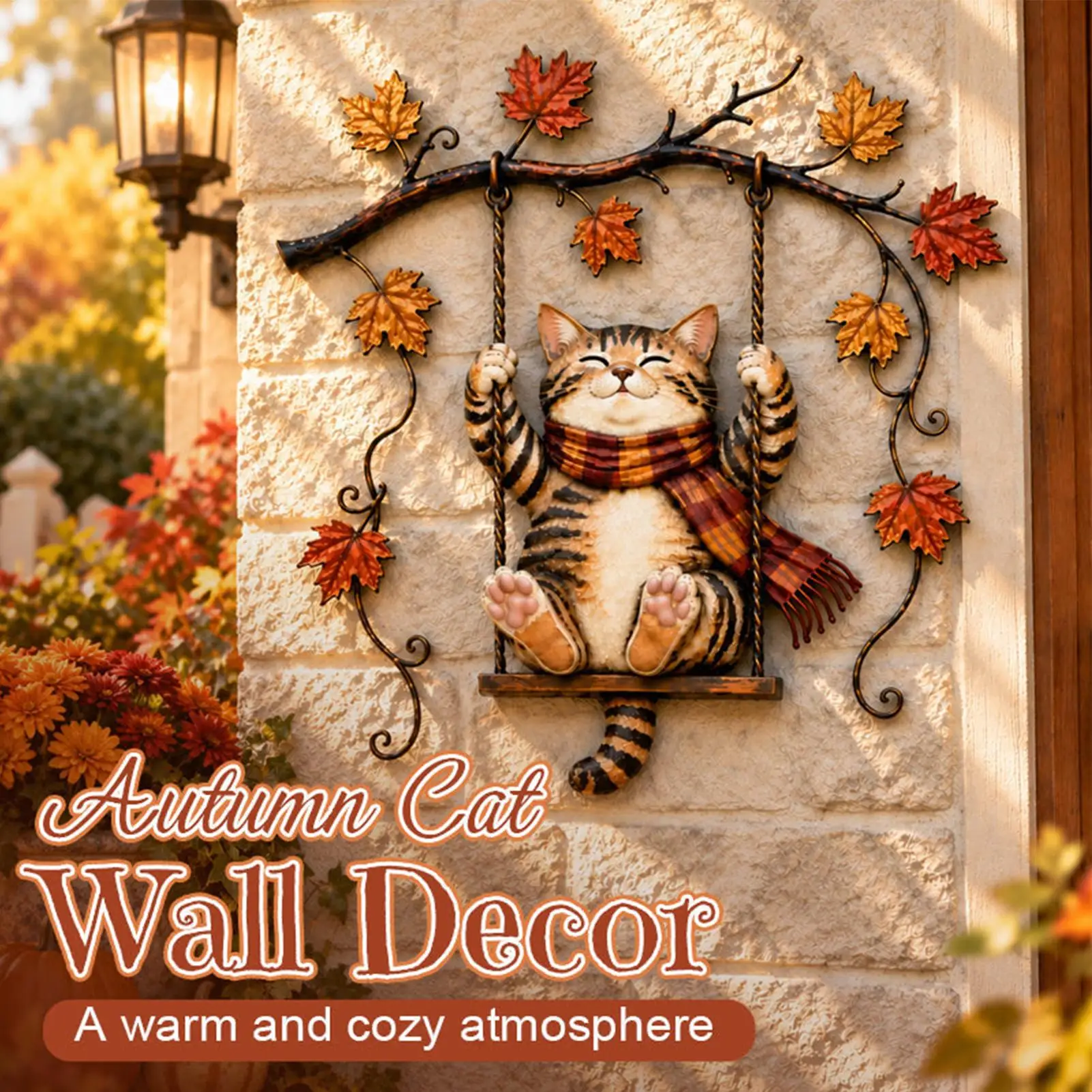 Fall Pumpkin Swing Cat Garden Flag Double Sided Holiday Decor, Pumpkin Table Decor, Seasonal Table Decor
