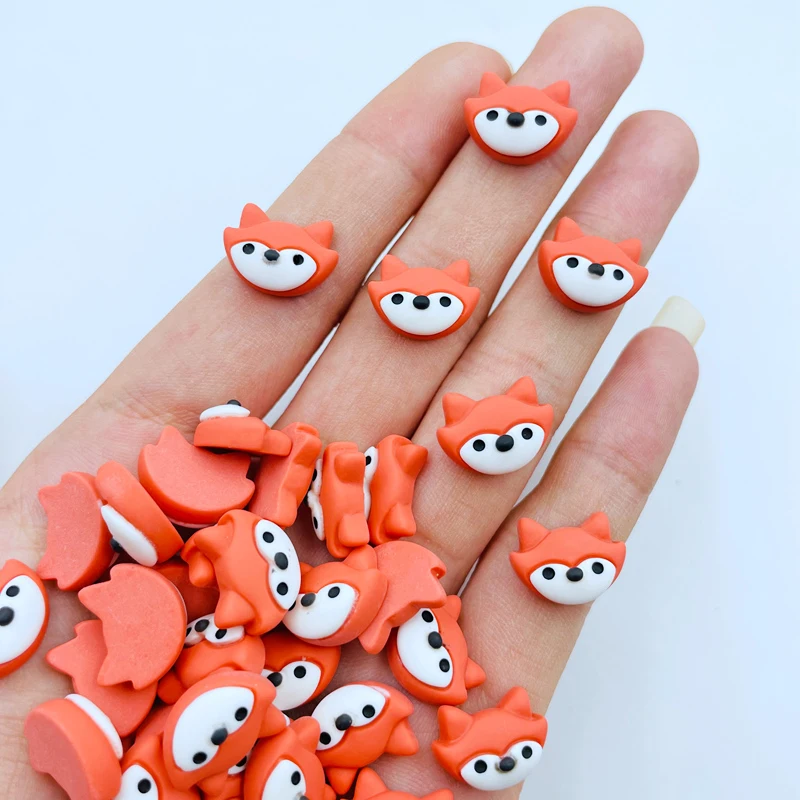 20 Pcs New Cute Mini Kawaii Cartoon Fox Head Flat Back Resin Cabochons Scrapbook Diy Wedding Hairpin Accessories Craft J95