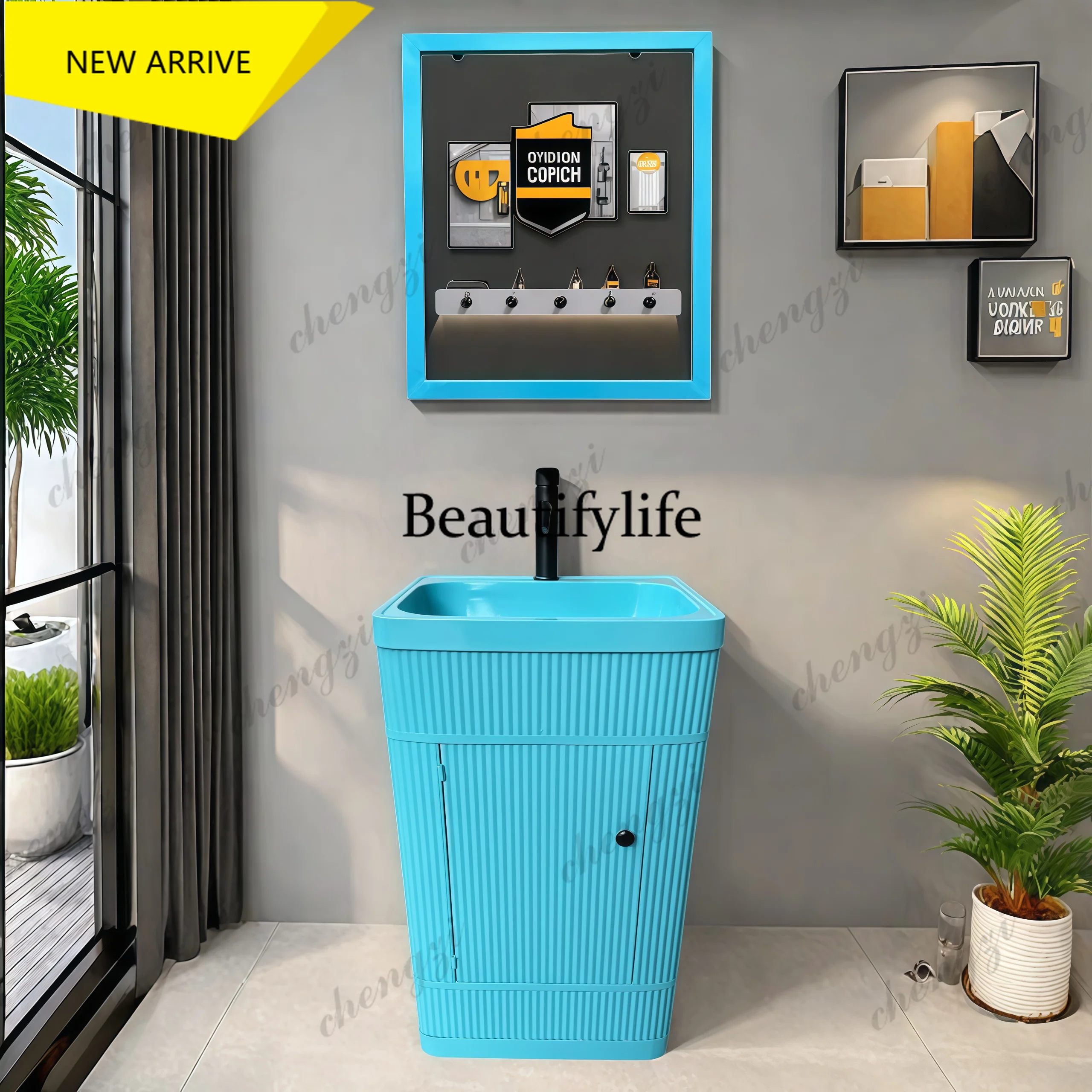 p18  Commercial industrial style simple bathroom stainless steel wash basin creative large storage square