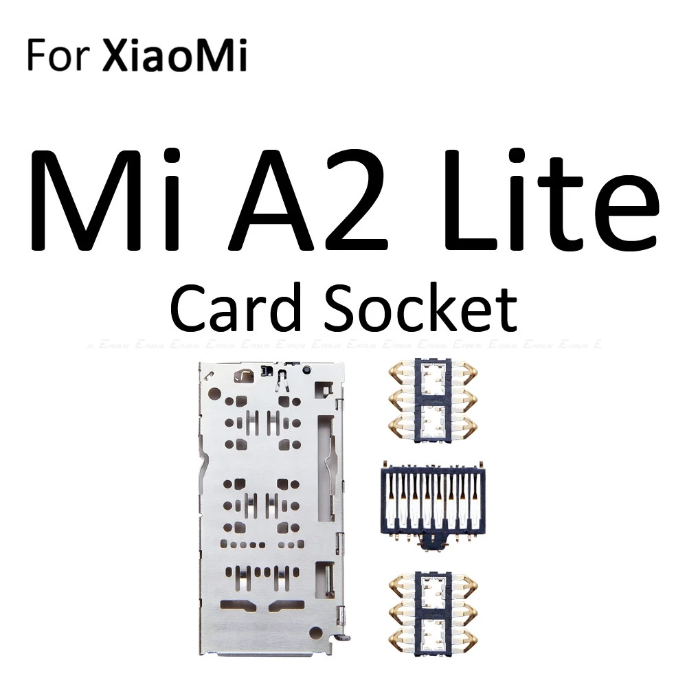 Sim Card Socket Slot Tray Reader Holder Connector Micro SD Adapter Container For XiaoMi Mi A2 Lite 6X Replacement Parts