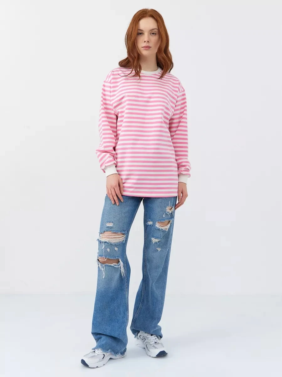 Women's Longsleeve Pink Striped Shirt Women's 2024 Fashion Trendy Casual Long Sleeve Striped Shirt Top