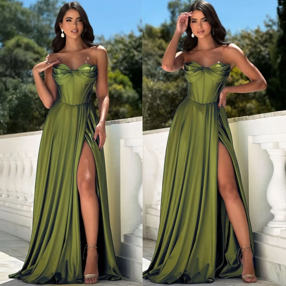 

Изысканное атласное вечернее платье в форме сердца по индивидуальному заказу, классическое коктейльное платье с разрезом спереди, блестящие платья без рукавов для особых случаев