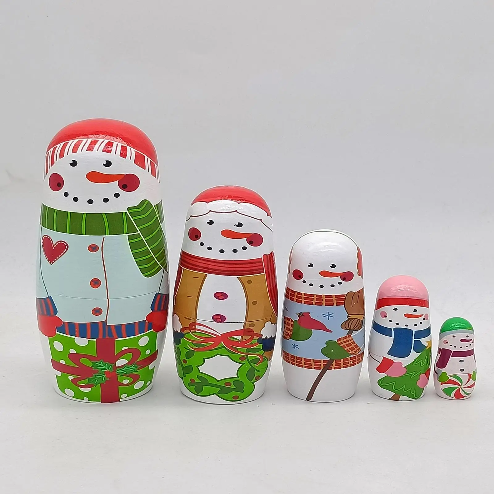 5 Pieces Wooden Russian Nesting Doll Wood Stacking Nested Set for Halloween