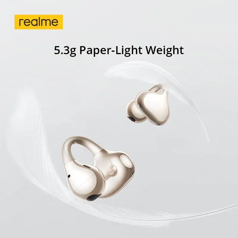 سماعات أذن realme Buds Clip OWS بمشبك أذن، إلغاء ضوضاء المكالمات بتقنية ENC، مترجم ذكي، بطارية تدوم حتى 36 ساعة، مقاومة للماء بمعيار IP55، بلوتوث 5.4 - 3