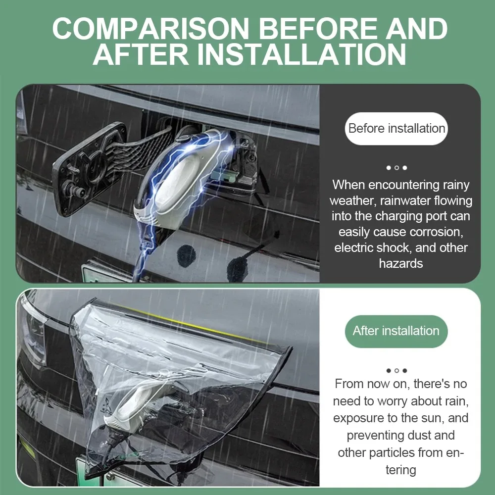 New Energy Car Charging Rain Cover Outdoor Universal Electric Vehicle Charger Port Rainproof Rain Snow Cover Auto Accessories