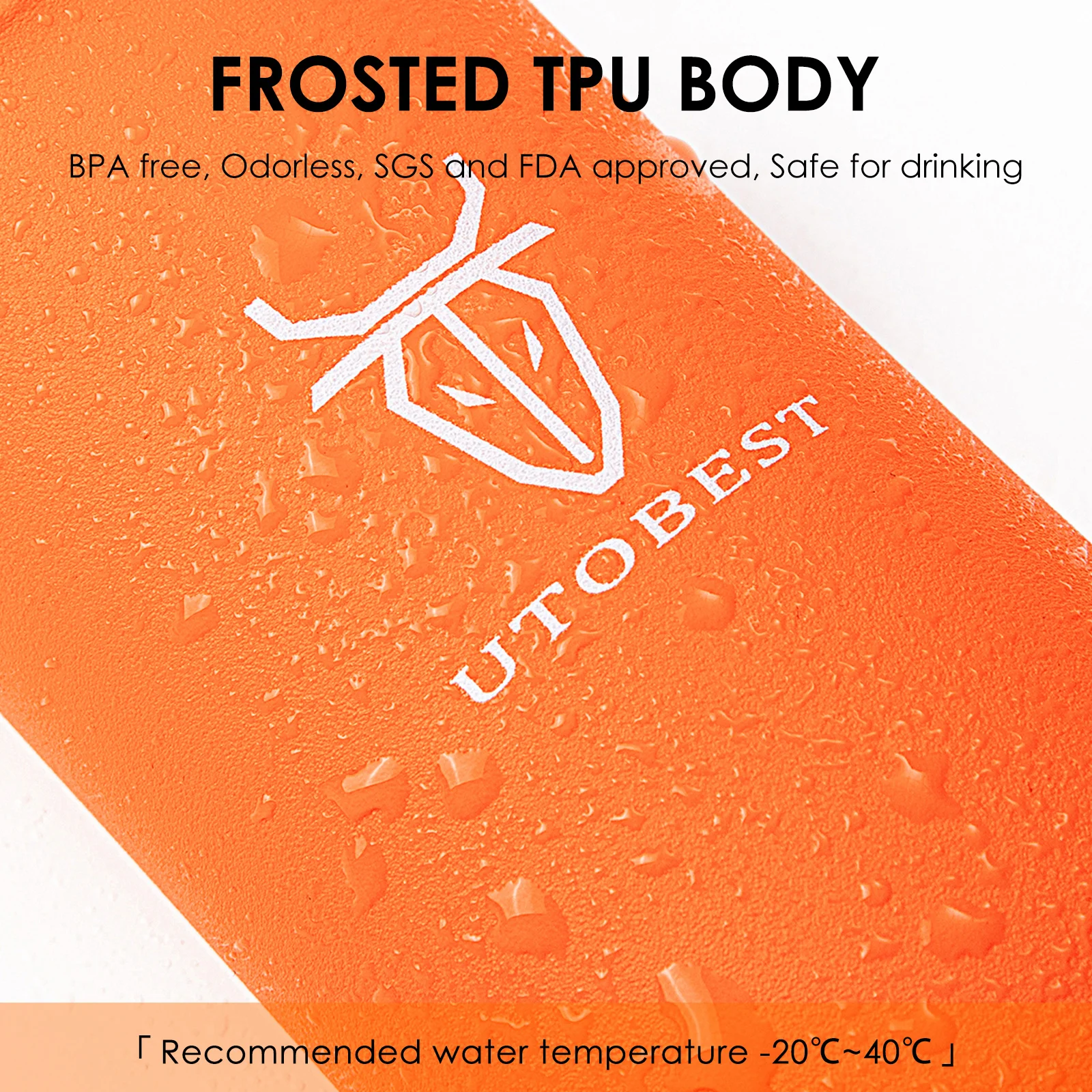 UTOBEST-Garrafa De Água Dobrável De Silicone, Frasco Macio, Chaleira TPU, Acampamento Ao Ar Livre e Ciclismo, 350ml, 500ml