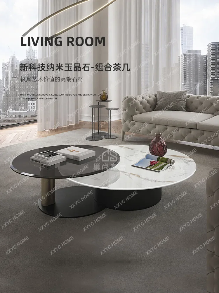 Light luxury nano jade crystal coffee table simple modern tempered glass coffee table living room household coffee table