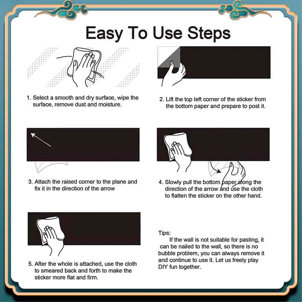 ABJG-السبورة ورقية السبورة الفينيل ورقة نشرة قابلة للإزالة الجدار ملصق مع 5 الطباشير الملونة للأطفال الكتابة على الجدران #3