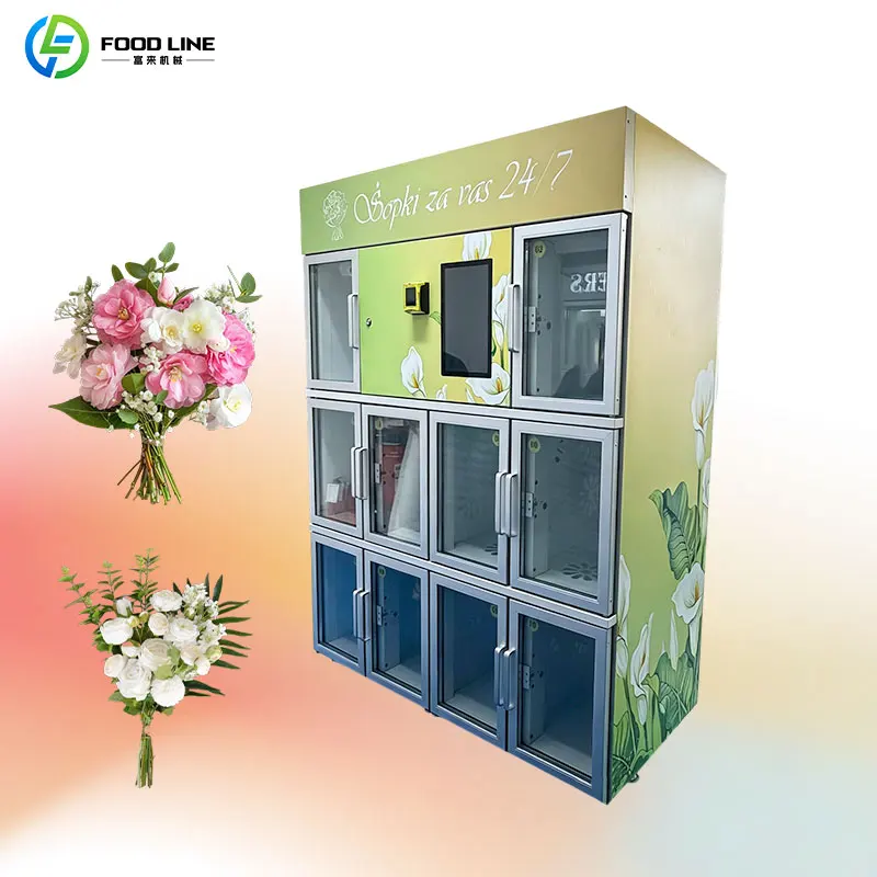 Business District Constant Temp Flower Vending Machine Self Remote Management Custom Look Flower Cabinet