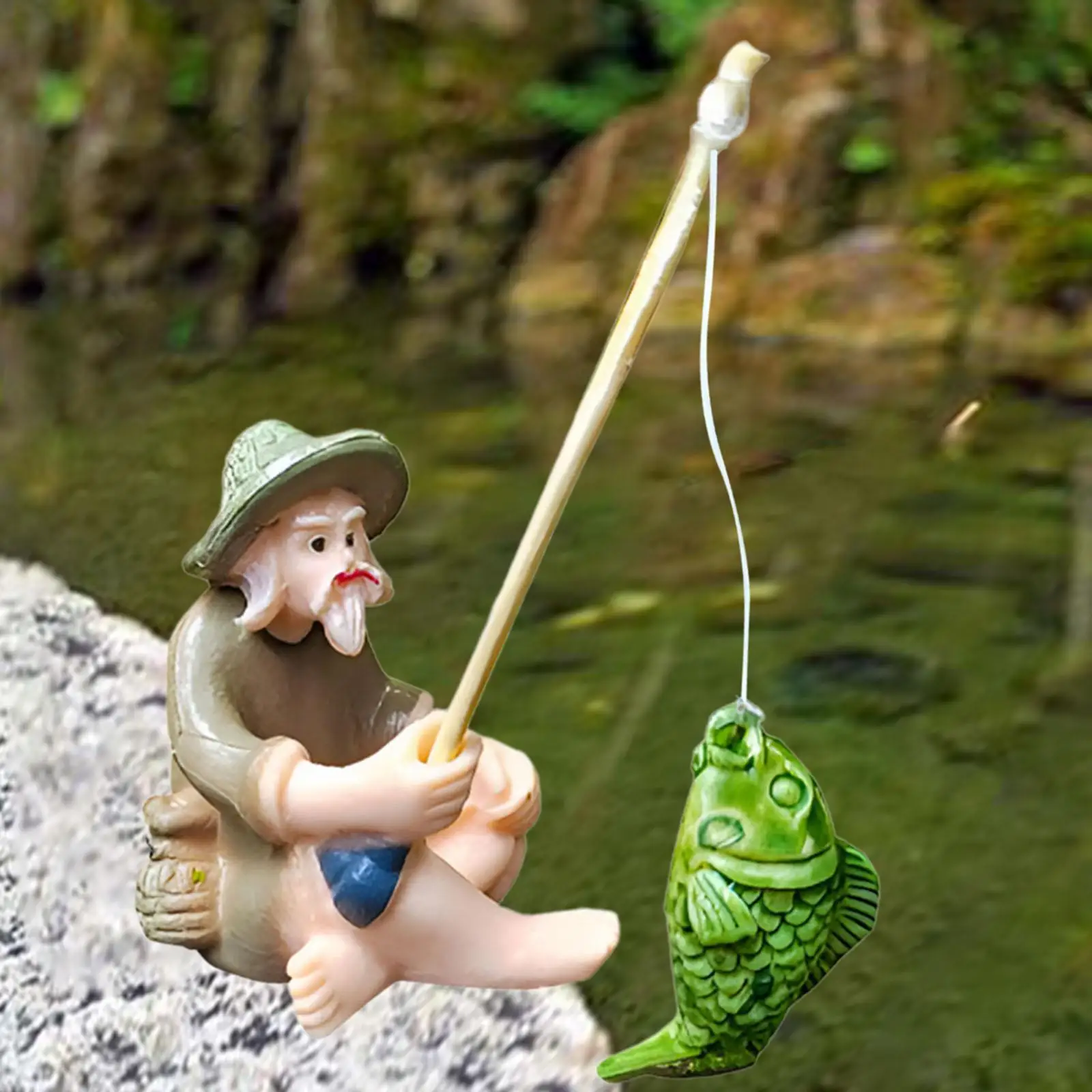 Fisherman Miniature Figurine Micro Landscape Decor Aquarium Decoration Collectible Plant Pot Decor Terrarium Ornament