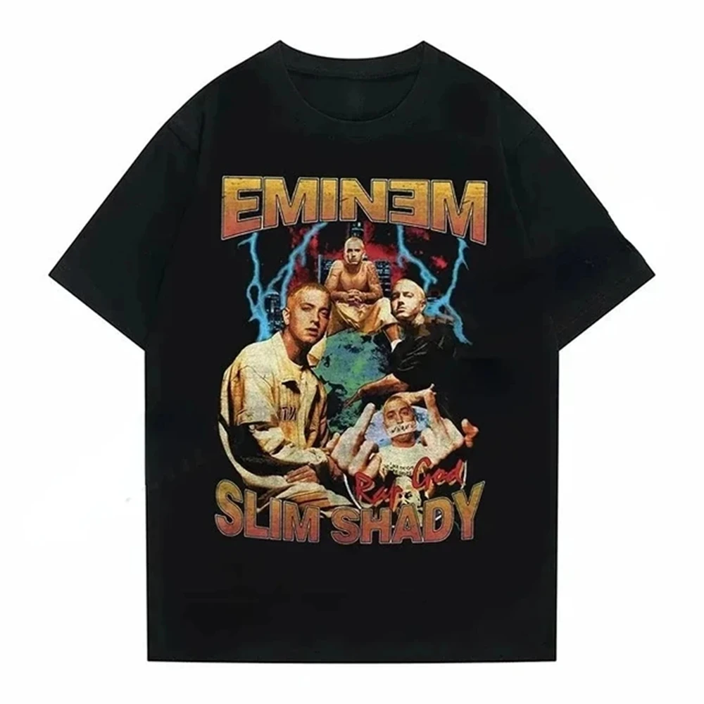 2025 Rapper Eminem T Shirt Women Men Fashion T-shirts Hip Hop Tops Tees Loose Rock Camisetas Boy Tees Summer New Unisex