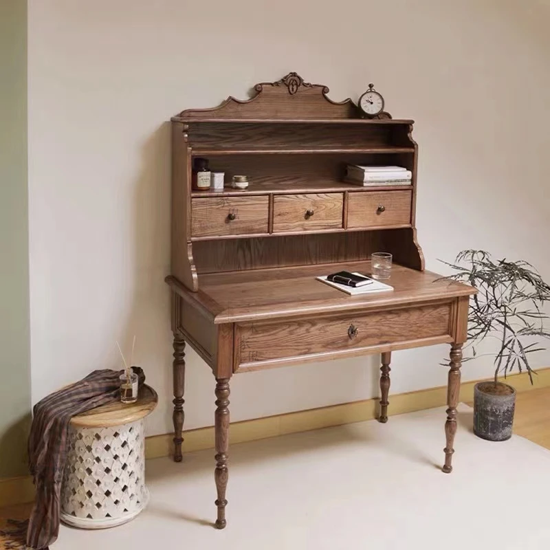 French retro dresser, bedroom luxury solid wood, Roman pillar dressing table, desk, integrated whole house furniture