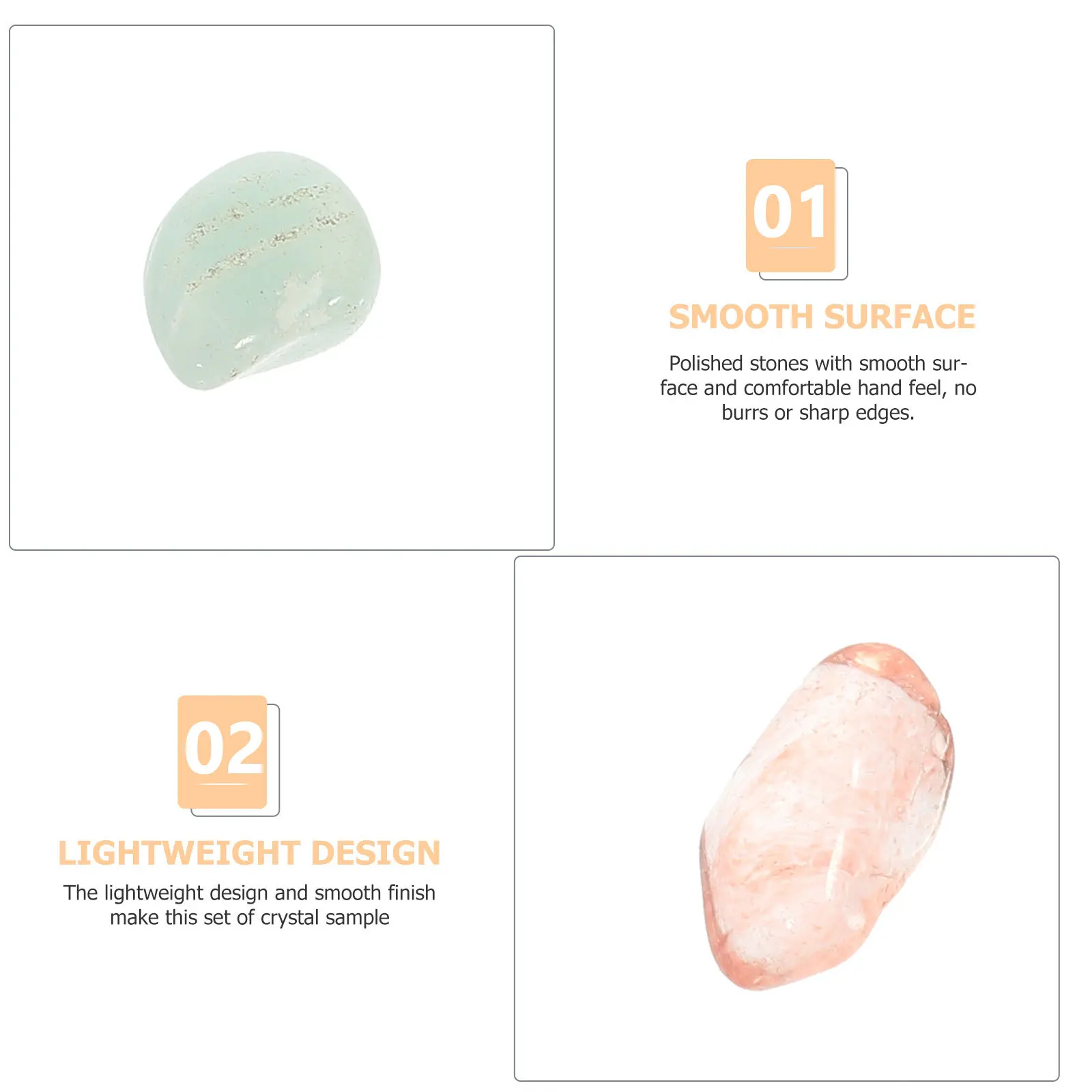 1 caja de piedras de cristal Natural, muestras minerales pulidas suaves para ciencia, educación, decoración de escritorio, decoración del hogar Irregular