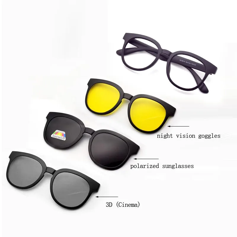 

Round Glasses For Women spectacles Frame Fashion Style Full Frame Male Eyeglasses With Magnet Clip On Polarized Sunglasses 3D