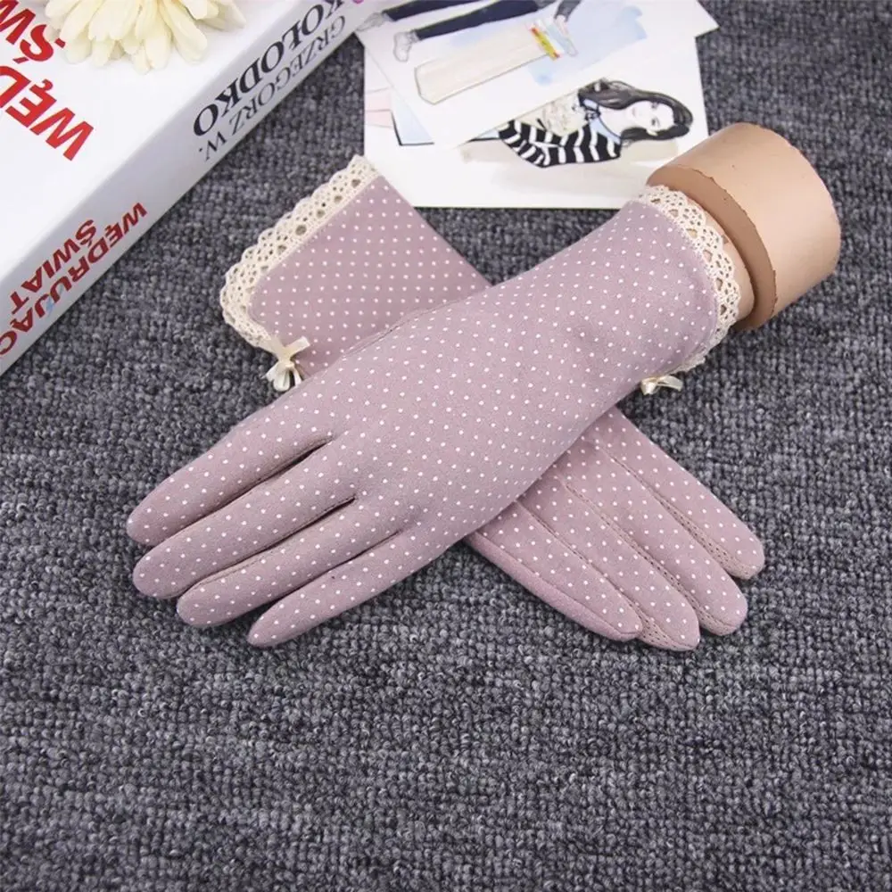 Thin Breathable Anti-skid Sun Protection Sunscreen Wave Point Summer Driving Gloves Dots Gloves Touch Screen Women Gloves