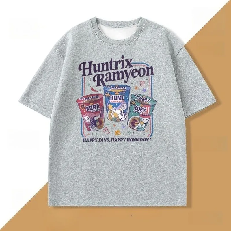 2025 شعبية KPop شيطان الصيادين Huntrix الكرتون ثلاثية الأبعاد تي شيرت مطبوع فضفاض تنفس التجفيف السريع قصيرة الأكمام الجولة الرقبة #2