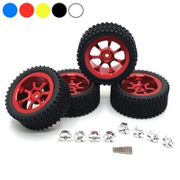4pc 70mm Metal Wheel Rim Tire Tyre Set for Wltoys 144001 144010 144016 144018 124008 124019 MJX 14301 14302 RC Car Upgrade Parts
