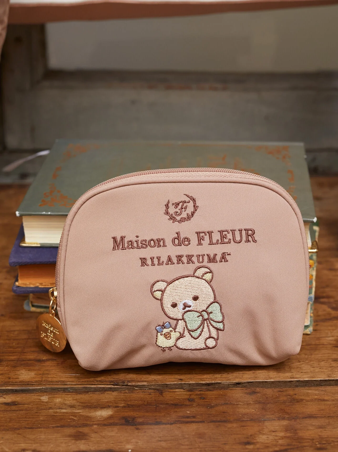 Japanese Style Zipper Cartoon Bear Portable Lunch Bag Women's Shoulder Pleated Ruffled Handbag Coin Purse Bag