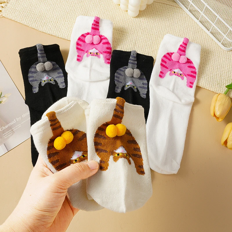 

Cute 3D Kitten Socks for Women Girls Soft Breathable Mid Tube Socks Cat Lovers Gifts Novelty Funny Present