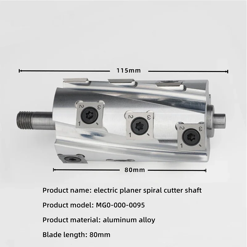 Woodworking Light Planer Helical Spiral Milling Cutter Head Wood Reversible Spiral Blade Shaving Machine Cutting Tool