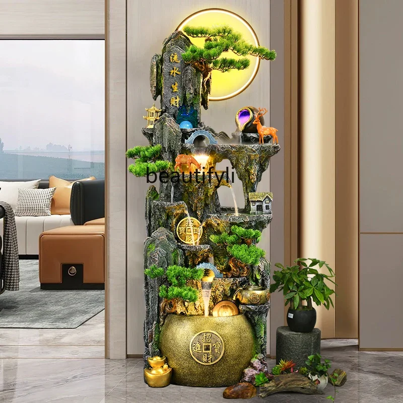 Chinese living room floor-to-ceiling running water ornament rockery water curtain landscape decoration lucky ornament