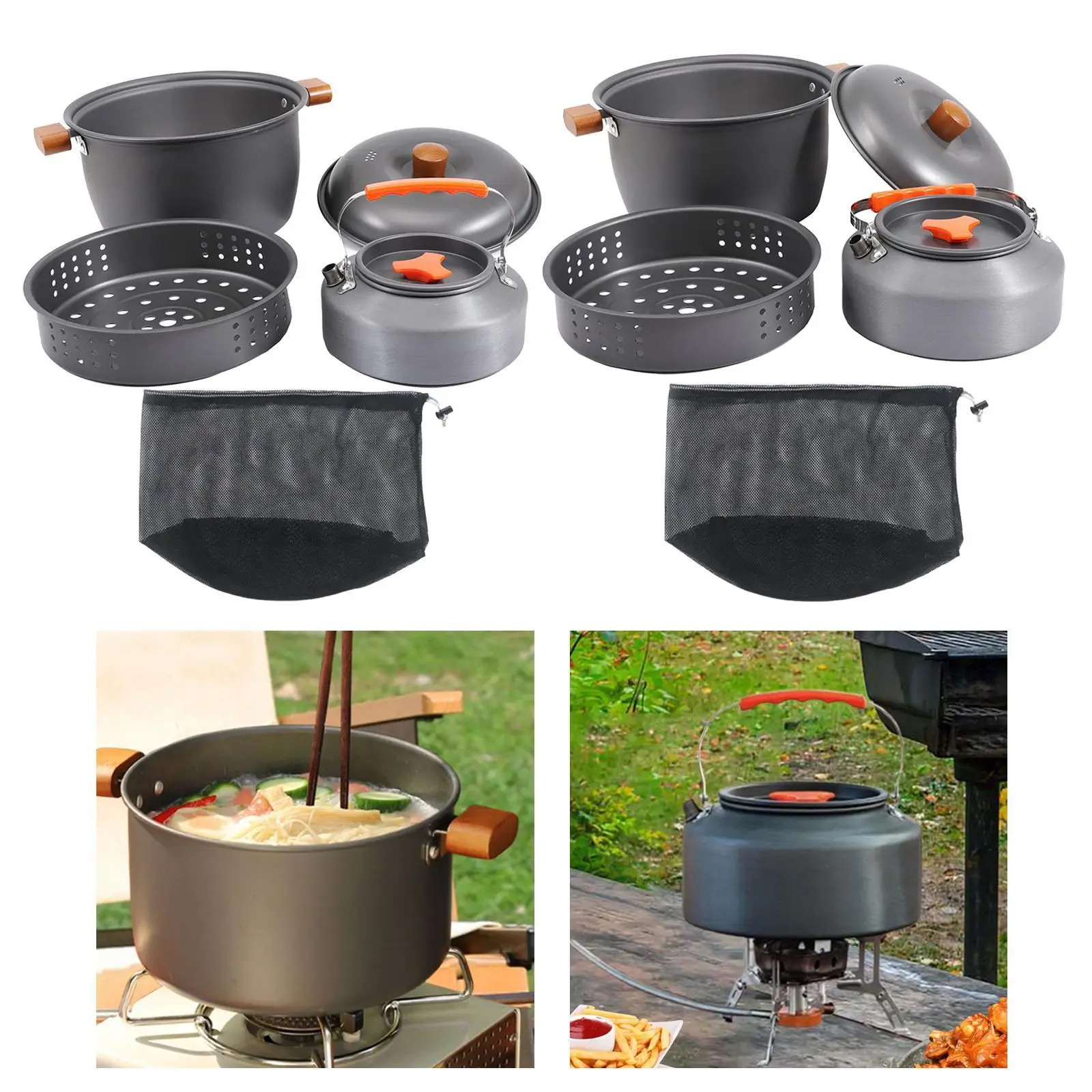 Camping Cookware Portable with Carry Bag Compact Utensils Outdoor Cooking Gear for Traveling Kitchen Backpacking Fishing Outdoor